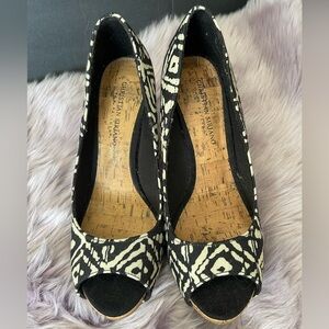 High heel peek a boo toe shoes.